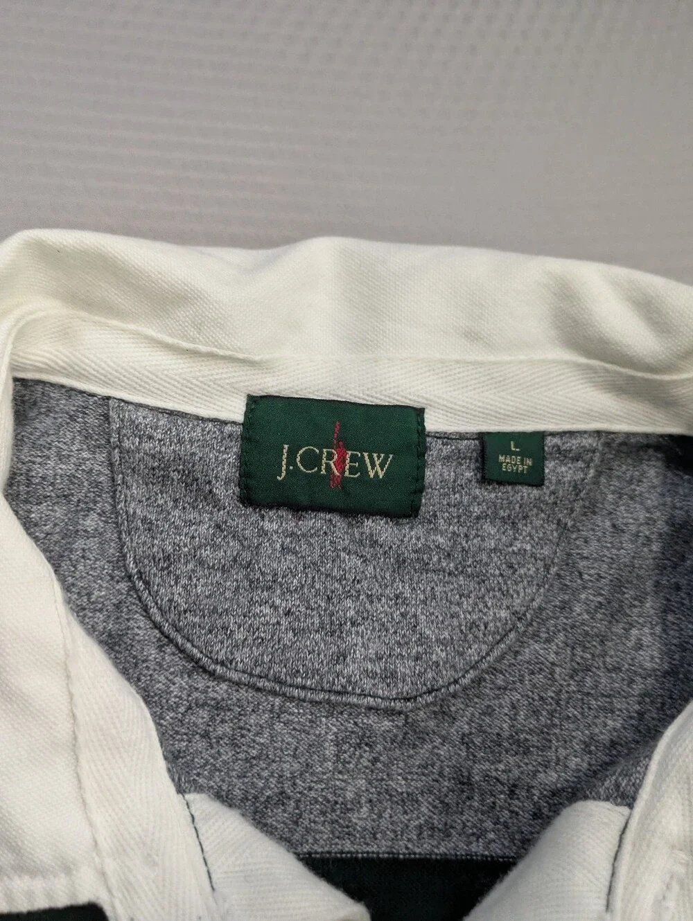 Vintage J Crew Polo Shirt Mens XL Green Striped Rugby Long Sleeve Oarsman Retro